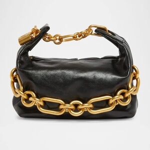 Balmain Black Clutch with Gold Chain